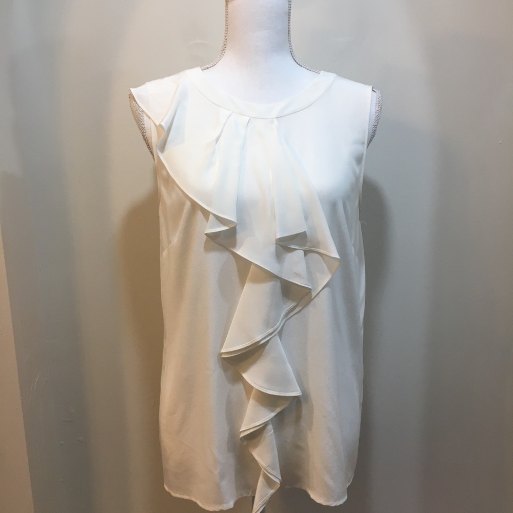 Antonio Melani Asymmetrical Ruffle Silk Top
